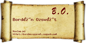Bordán Ozsvát névjegykártya